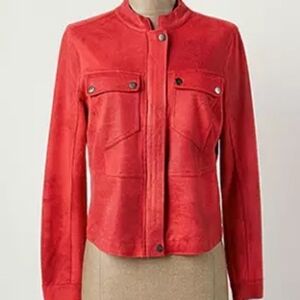Sandwich_ Red Faux Suede Jacket – Size 36 (Medium) –  Zip Jacket